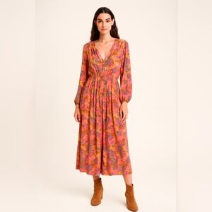 A.L.C. Silk Floral Boho Maxi Dress Multicolor Size 4